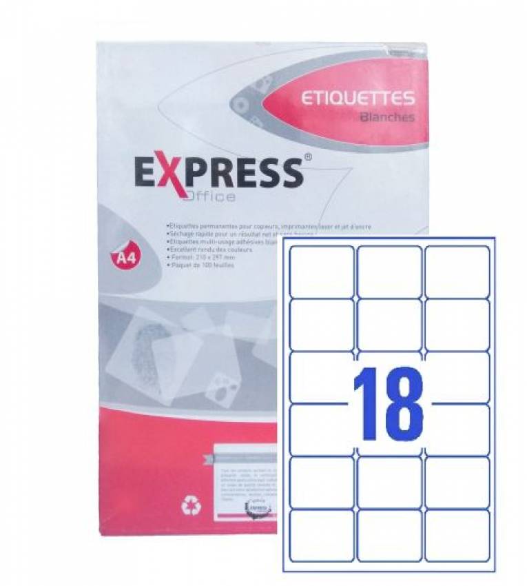 Étiquettes adhésives blanches pour Impression 100feuilles1800étiquette58x46mm